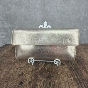 Kate Spade Jane Street Maria Large Wallet Trifold Checkbook Metallic Gold Pink